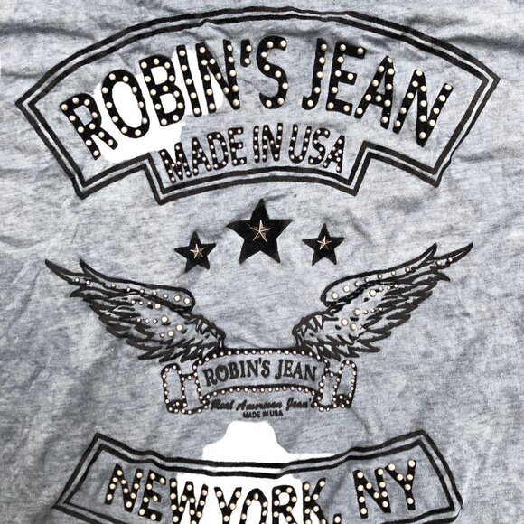 Vintage Robins Jeans Shirt XXL Gray Studded - Picture 4 of 7